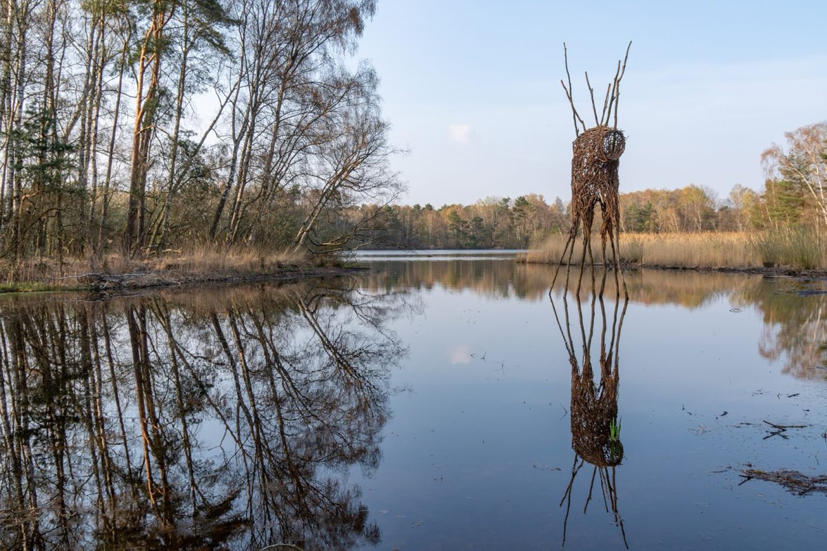 Spiegelung eines Kunstwerkes im Wasser -